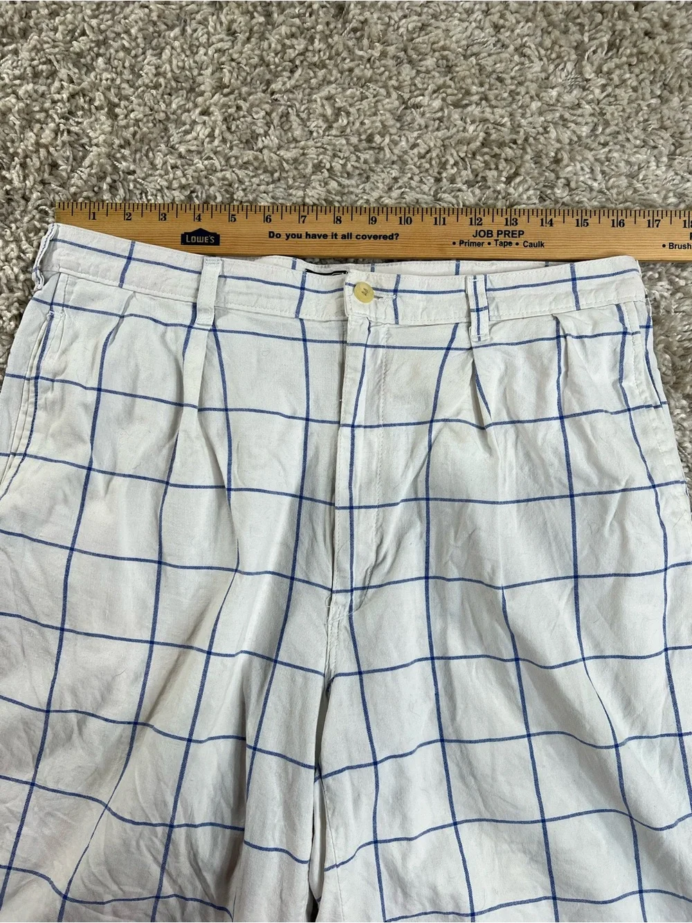 Vintage Polo by Ralph Lauren White Shorts with Blue Windowpane Check USA Made